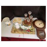 Elgin Clock, Candlestick Holder, Canister, and More