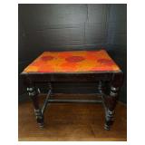 Upholstered Stool with Turned Legs