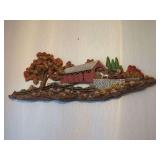 Covered Bridge Horse and Carriage Sculpture Wall Hanging