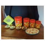 Floral Canister Set with Napkin Holder and Assorted Plates