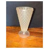 Frosted Glass Pedestal Vase with Dot Pattern
