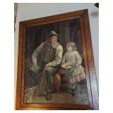 Framed Painting of Farmer and Child with Harvest
