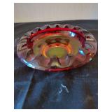 Retro Style Red and Yellow Glass Ashtray