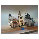Village Building and Windmill Figurines