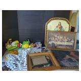Assorted Framed Art, Home Decor Items, and Figurines