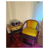 Accent Chair, Painted Table, CD Player