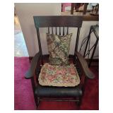 Traditional Dark Wood Rocking Chair with Cushions