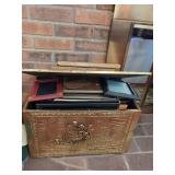 Ornate Metal Storage Box with Assorted Picture Frames