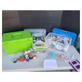 Sewing Supplies Including Notions, Thread, Fabric, and Containers