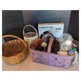 Farberware Clock, Chrome Coffee Urn and Baskets