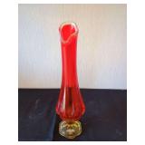 Red and Yellow Glass Flower Vase