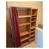 Oak Veneer Storage Shelves with Curtain