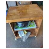 Nesco Roaster Oven on Wooden Cart with Accessories