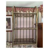 Gold Tone Metal and Glass Shelf Unit
