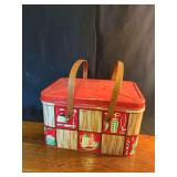 Metal Picnic Basket with Wooden Handle
