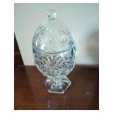 Tiffin Glass Floral Pattern Candy Dish with Lid