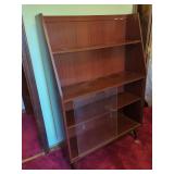 Wood Bookshelf with Sliding Glass Doors