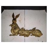 Cast Metal Gold-Tone Rabbit Figurines