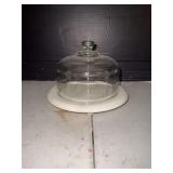 White Marble Base with Glass Dome