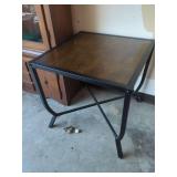 Square Wood Top End Table with Black Metal Frame