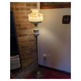 Floral Motif Hurricane Parlor Lamp