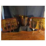Amber Glass Serving Set: Pitcher and Divided Trays