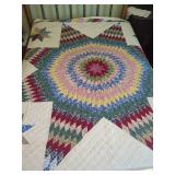 Handmade Quilt with Floral Diamond Pattern