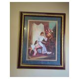 Framed D. Giuscayo Print - Mother and Daughter at Piano
