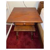 Wood Side Table with Drawer and Shelf