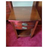 Small Wooden Side Table with Drawers and Shelf