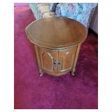 Round Wooden Side Table with Storage