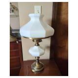 White Glass Shade Brass Table Lamp