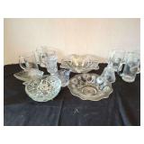 Assorted Glassware Collection: Bowls, Vases, Bell, and 1993 Award Mugs