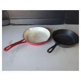 Two Skillets: "Technique" Enamel Pan and B.M. Marked Pan