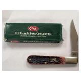 Case XX Cranberry Bone Silver Script Knife 6143