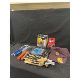 Craftsman Tape Measure, Carhartt Hat, Kobalt Gloves and Assorted Tools