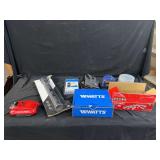 Tools and Hardware Assortment: Watts Valve, Craftsman Sockets, Gloves, Flashlight, and More