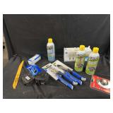 Variety of tools and hardware including Blaster lubricant, Craftsman blades, Kobalt cutters, GE Bulbs, and Circuit Breakers