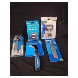 Kobalt Headlamp, Folding Knife, Fixed Blade Knife, Hart Keychain Tape Measure, Kreg Pocket-Hole Driver