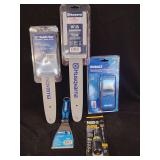 Husqvarna 12" & 14" Chainsaw Guide Bars, Kobalt Putty Knife & Moisture Meter, Klein 7-in-1 Screwdriver