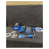 Kobalt Tools, Gloves, Blades, Scraper, and Battery Charger