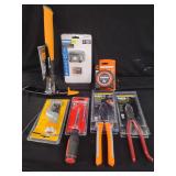 Assorted Tools: Kobalt LED Headlamp, Fiskars Pick, Crescent Lufkin Tape Measure