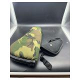 Two Gun Holsters - Camo Zippered Case and Black Belt Holster