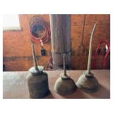 Collection of Three Industrial Oil Cans
