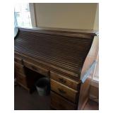 Wood Roll Top Desk with Drawers