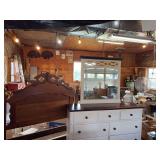 Broyhill Dresser with Mirror and Wooden Headboard
