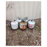 Five Assorted Propane Tanks