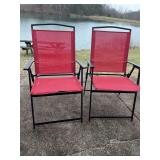 Pair of Red Folding Outdoor Chairs