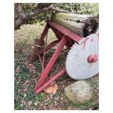 Repurposed Metal Saw Blade on Stand