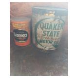 Quaker State Oil Can with Assorted Pulls and Saneka Coffee Can